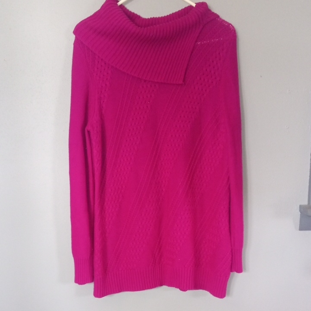 Coldwater Creek Women's Fushia Cable Knit Sweater Size Large